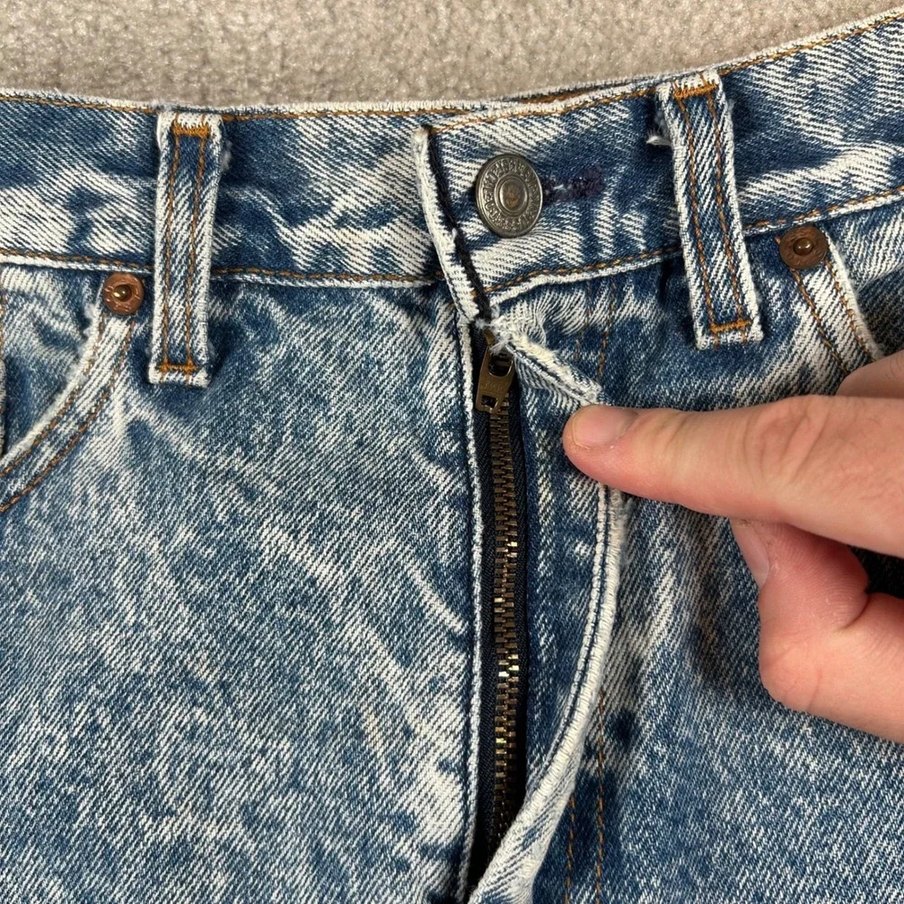 Vintage 80s 97505 Levi's Denim Skirt Womens 7 Blue Acid Wash High Waist USA Rare